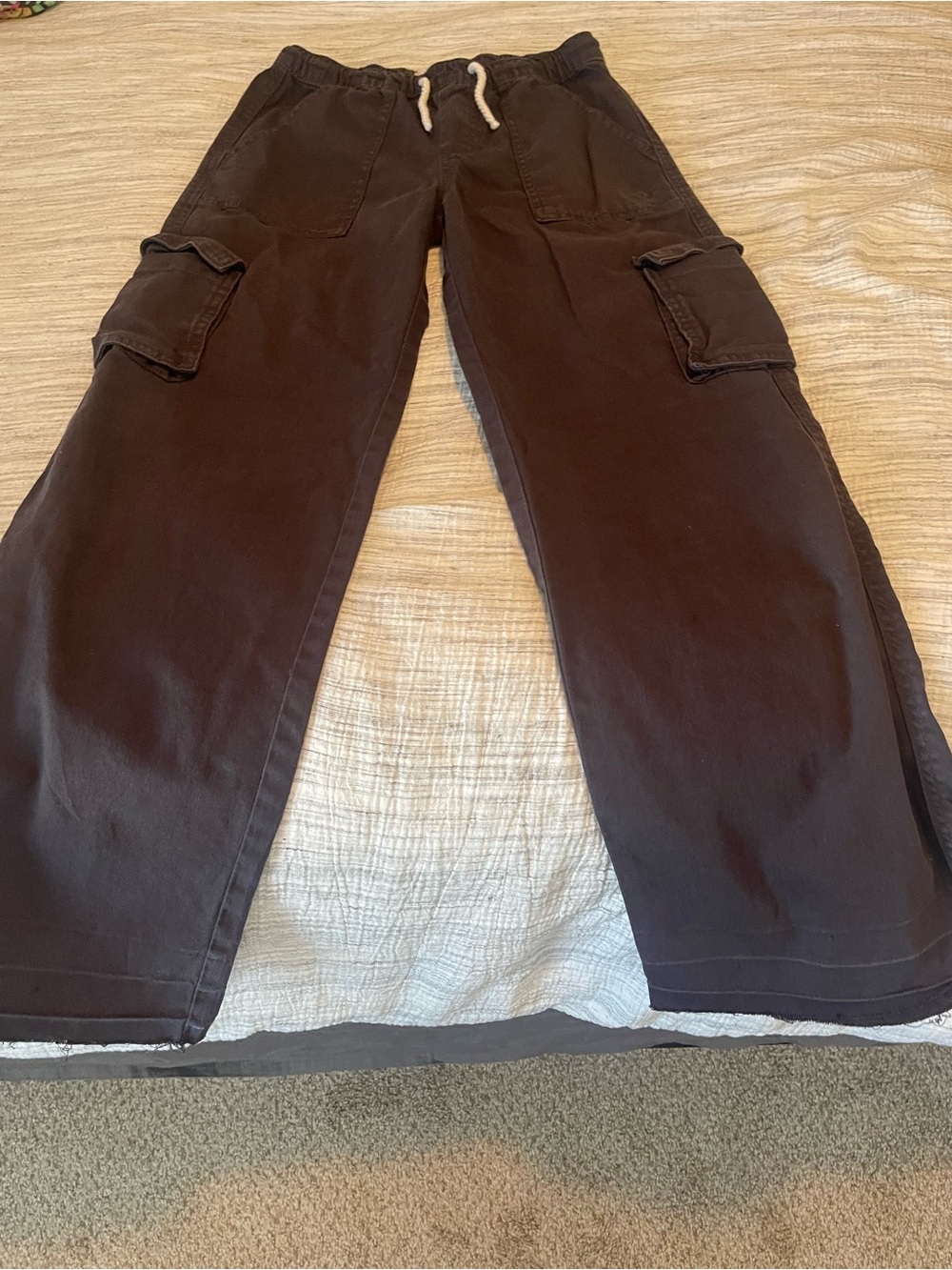 Roxy Girls 12/14 Dark Grey Cargo Drawstring Pants